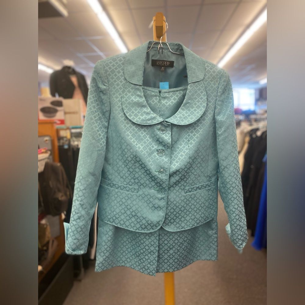 Kasper Sz. 6 Turquoise Vtg Appeal Suit